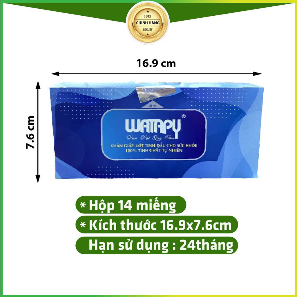 Khăn Ướt Sức Khỏe WATAPY 100% Tinh Dầu Thiên Nhiên Giúp Tỉnh Táo, Sáng Da Thích Hợp Cho Tài Xế, Văn Phòng Và Người Say