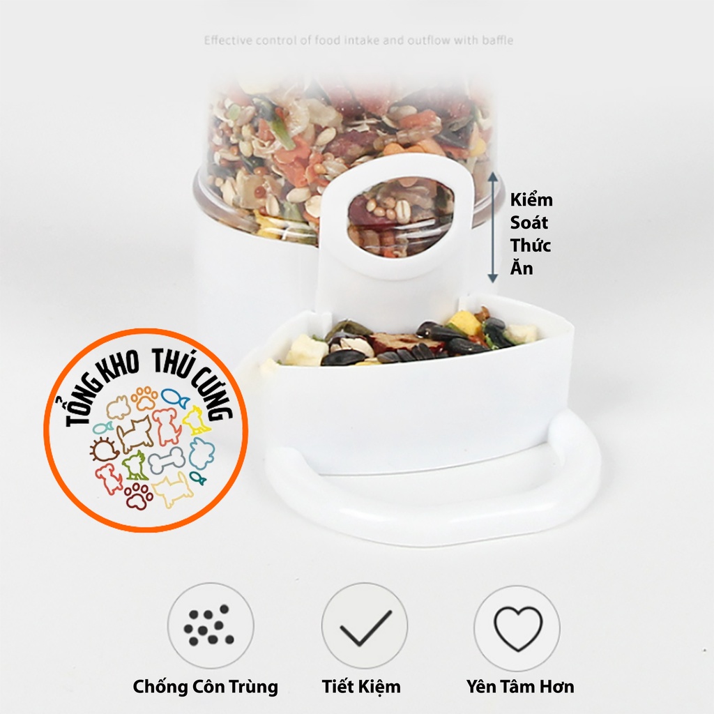 Chén ăn hamster, Hộp đựng thức ăn thông minh trữ sẵn thức ăn tự động rơi thức ăn cần dùng khi bạn vắng nhà nhiều ngày