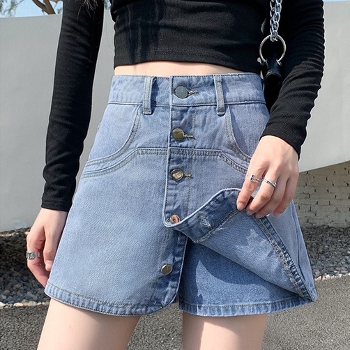 Chân váy denim ZHELIHANGFEI lưng cao dáng ôm dễ phối đồ