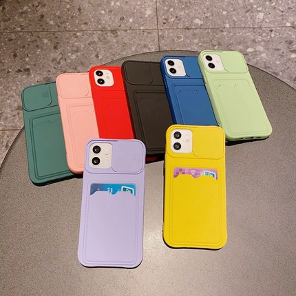 Ốp Điện Thoại for iPhone 14 Pro Max Mềm Có Ngăn Đựng Thẻ Dạng Trượt Cho for iPhone 14 13 12 11 Pro Max X XR XS Max 6 6S 7 8 Plus SE2