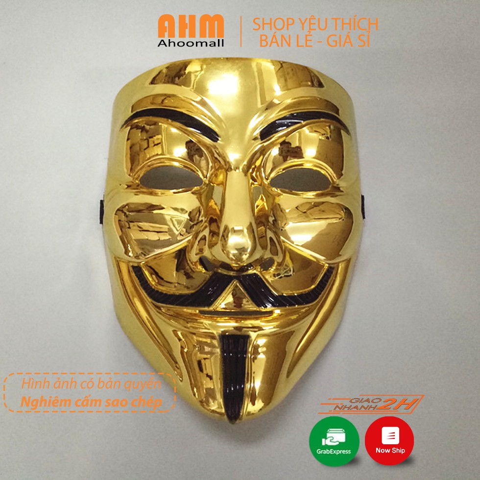 Mặt nạ hóa trang hacker anonymous mạ vàng bạc - Mặt nạ halloween