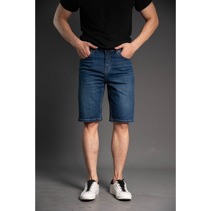 Quần Short Jean Nam Ống Rộng Chất Bò Co Giãn H90 Cao Cấp Phối Túi J018