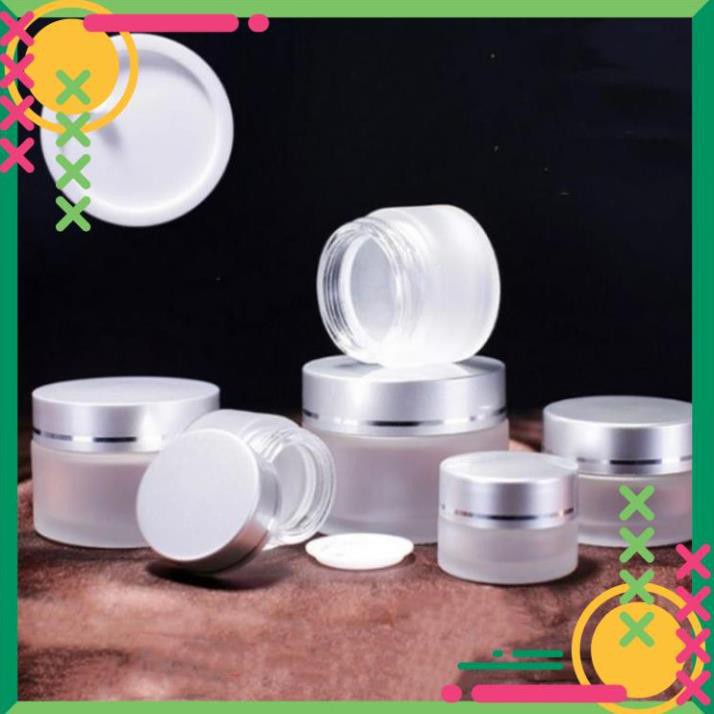 Hủ Đựng Kem ❤ RẺ VÔ ĐỊCH ❤ [15g,20g] Hũ Chiết Mỹ Phẩm Thủy Tinh Nắp Mờ Bạc đựng mỹ phẩm
