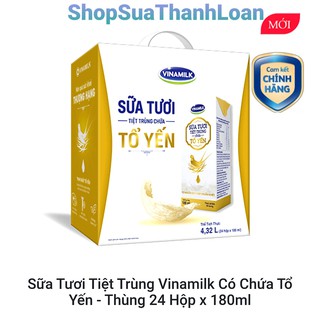 [HSD T7-2021] SỮA TƯƠI TIỆT TRÙNG VINAMILK CÓ CHỨA TỔ YẾN - THÙNG 24 HỘP 180ML