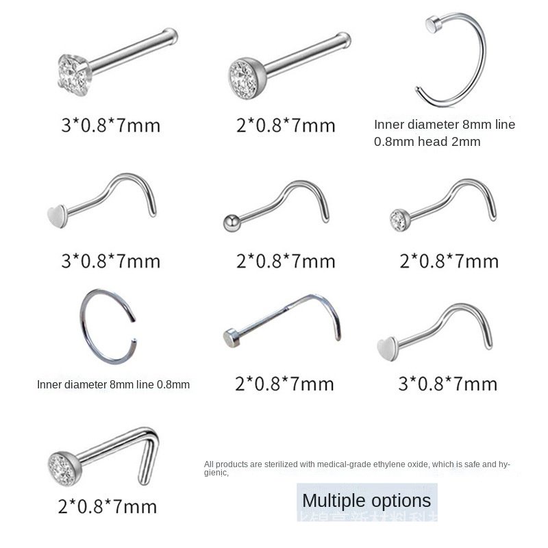 Khuyên Mũi Bằng Thép Không Gỉ Đính Kim Cương Giả Phong Cách Mới
