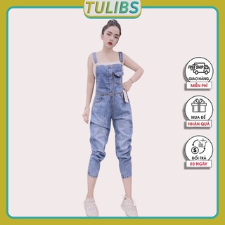 Quần yếm nữ dài ống rộng dáng suông ulzzang hàn quốc phối nút bấm Tulibs MS05