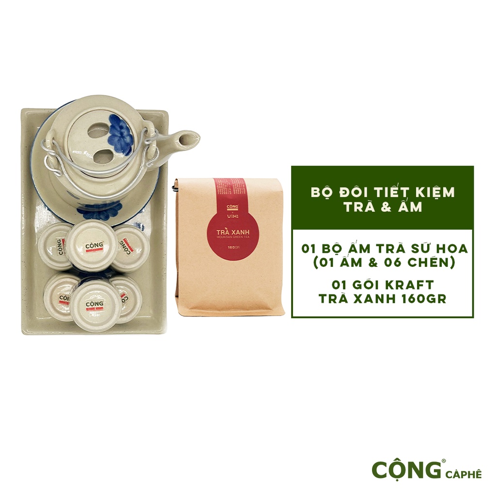 Bộ ấm trà và trà cổ thụ Cộng Cà Phê x ViXi - Bộ đôi tiết kiệm