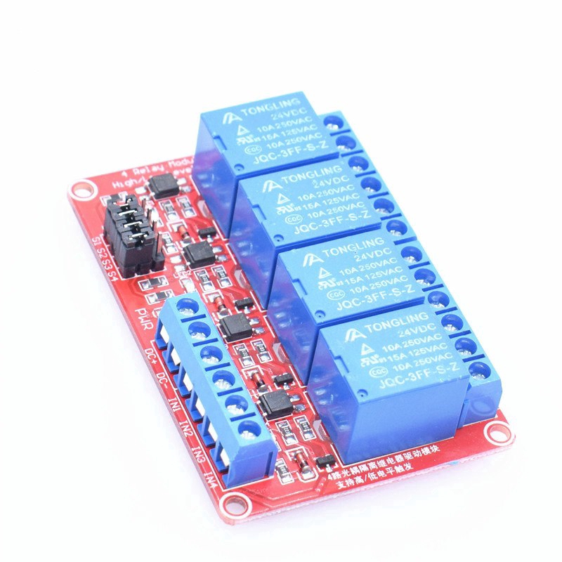 Mô đun rơ le 4 kênh 5V 12V 24 có Optocoupler cho Arduino