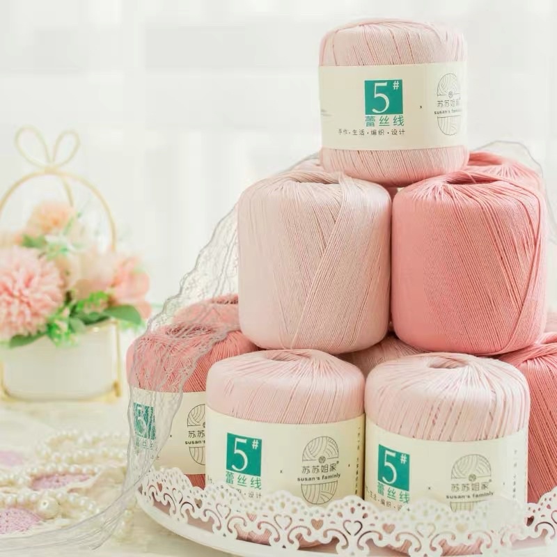 [HÀNG MỚI VỀ] Sợi LACE cotton cao cấp Susan’s family 5 chuyên đan, móc váy áo mùa hè, bikini. Sợi nhỏ 1mm