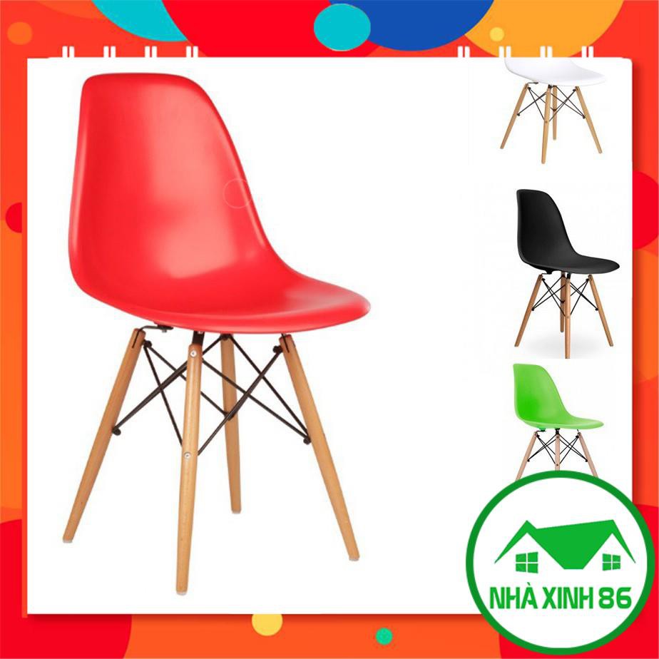 Bộ bàn Eames tròn và ghế Eames nhựa chân gỗ thép đan xen cao cấp l Bộ bàn ghế cafe eames, phòng làm việc gỗ