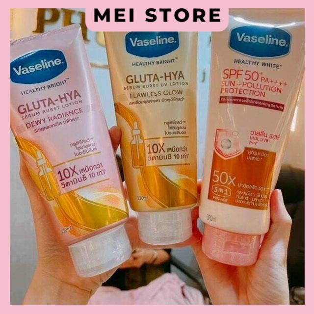 Sữa Dưỡng Thể Vaseline Healthy Bright Gluta HYA Serum 10X/50X Thái Lan 330ml