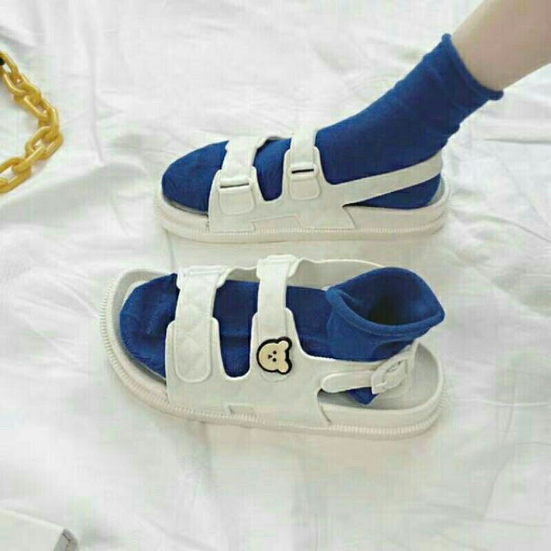 [ORDER] Sandal ulzzang quai ngang đính mặt gấu/thỏ dễ thương (dép quai hậu)