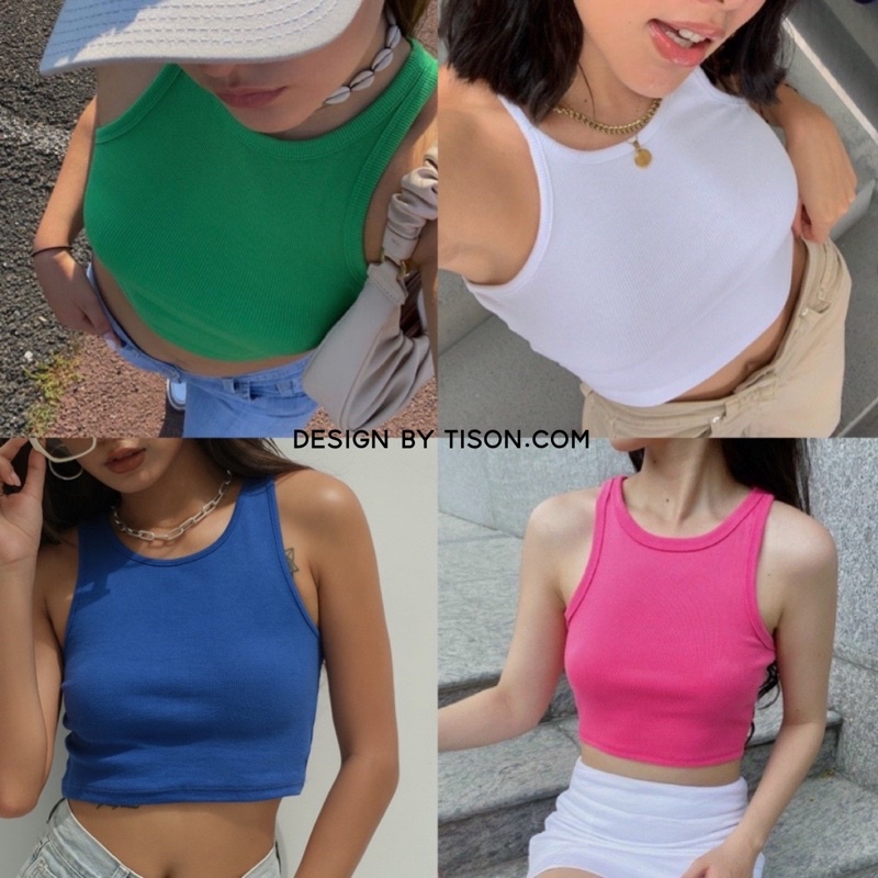 Áo Ba Lỗ Nữ Croptop TISON trơn sát nách không tay ôm body chất vải len tăm siêu dày dặn co giãn tốt Basic Ulzzang