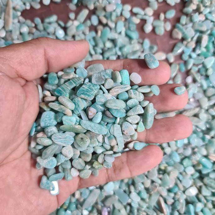 500 Grams AMAZONITE CHIPS TUMBLED TOP GRADE