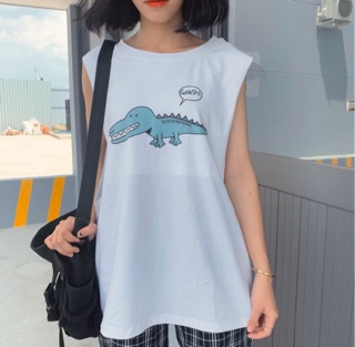 Áo thun tanktop 3 lỗ in hình cá sấu phong cách trẻ trung