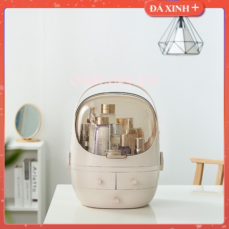 Hộp Đựng Mỹ Phẩm - Đồ Trang Điểm - Có Lắp Chống Bụi 2 Mở 2 Chiều Để Bàn Tiện Dụng