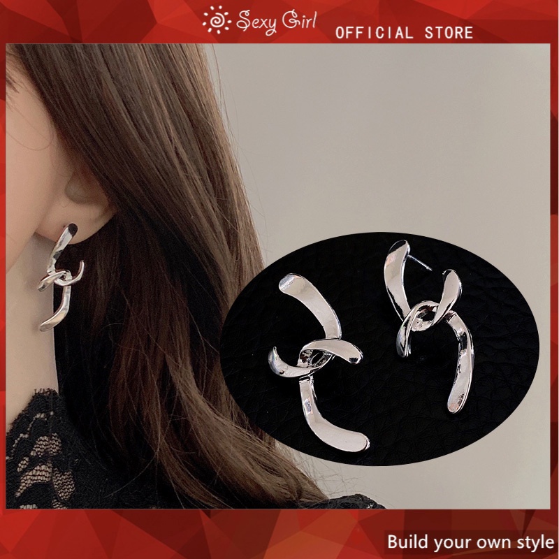 Khuyên Tai Kim Loại Hình Chữ Thập Phong Cách Retro Cá Tính