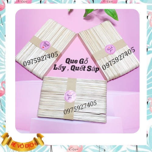 10 Que gỗ gạt sáp wax lông size to gấp 2 lần que kem