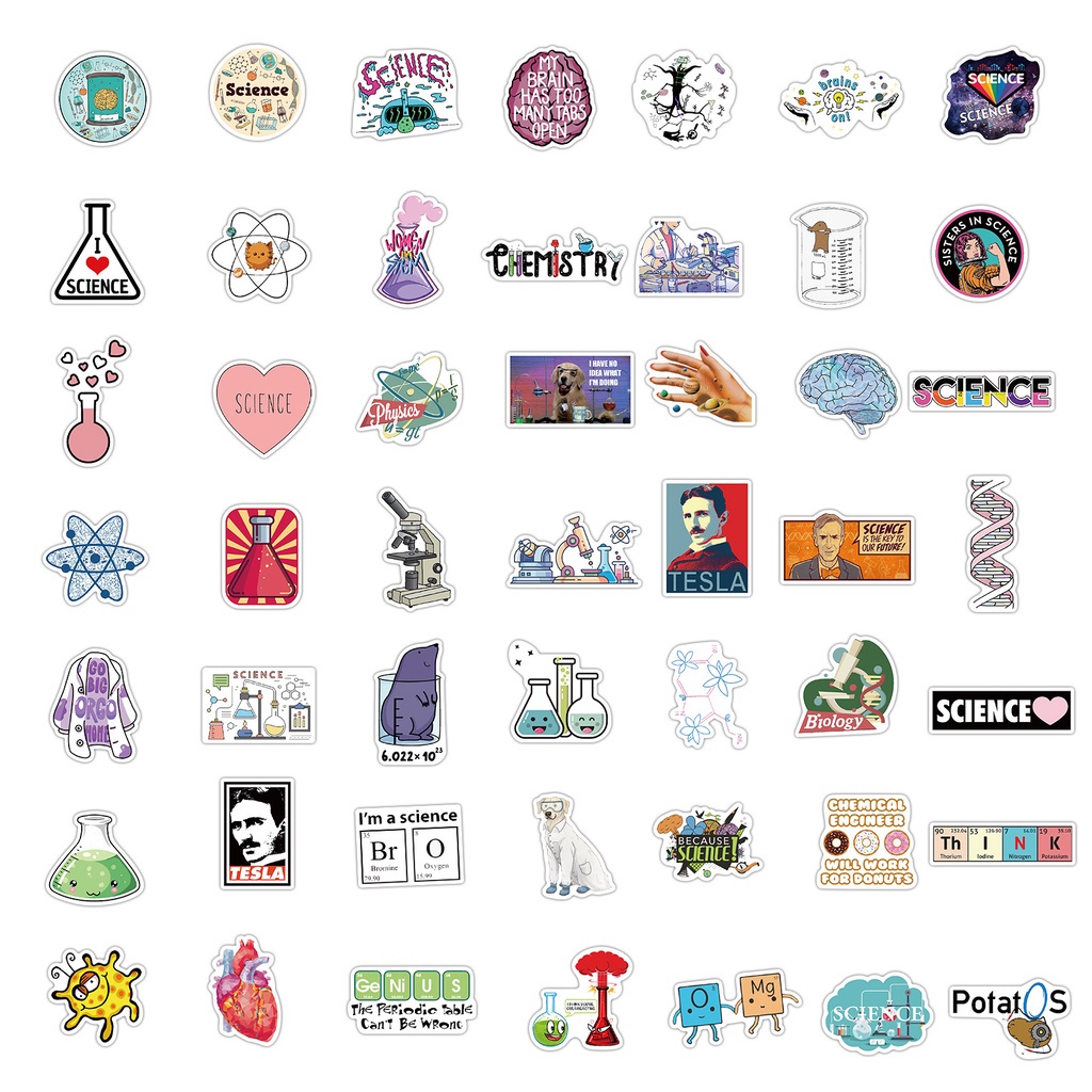 Set 100/50/25/10 miếng dán trang trí vật lý khoa học chuyên dụng