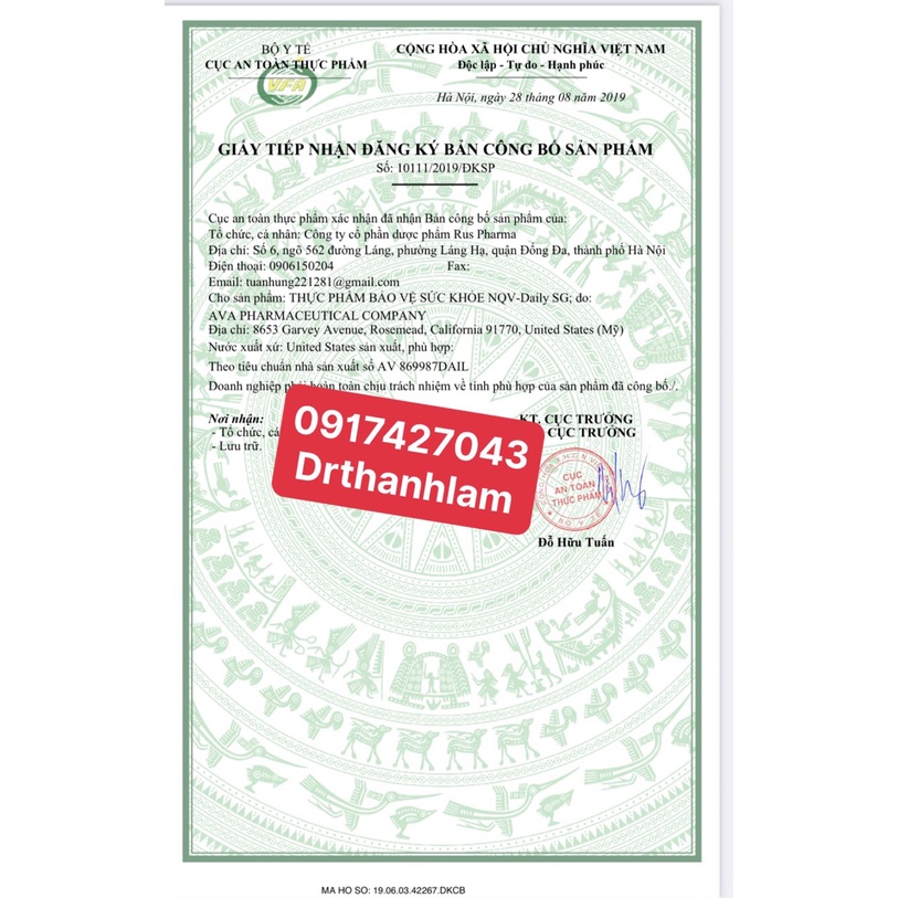 Sản phẩm cải thiện sức khoẻ NQV Daily SG về sinh sản và sinh lý dành cho nam giới