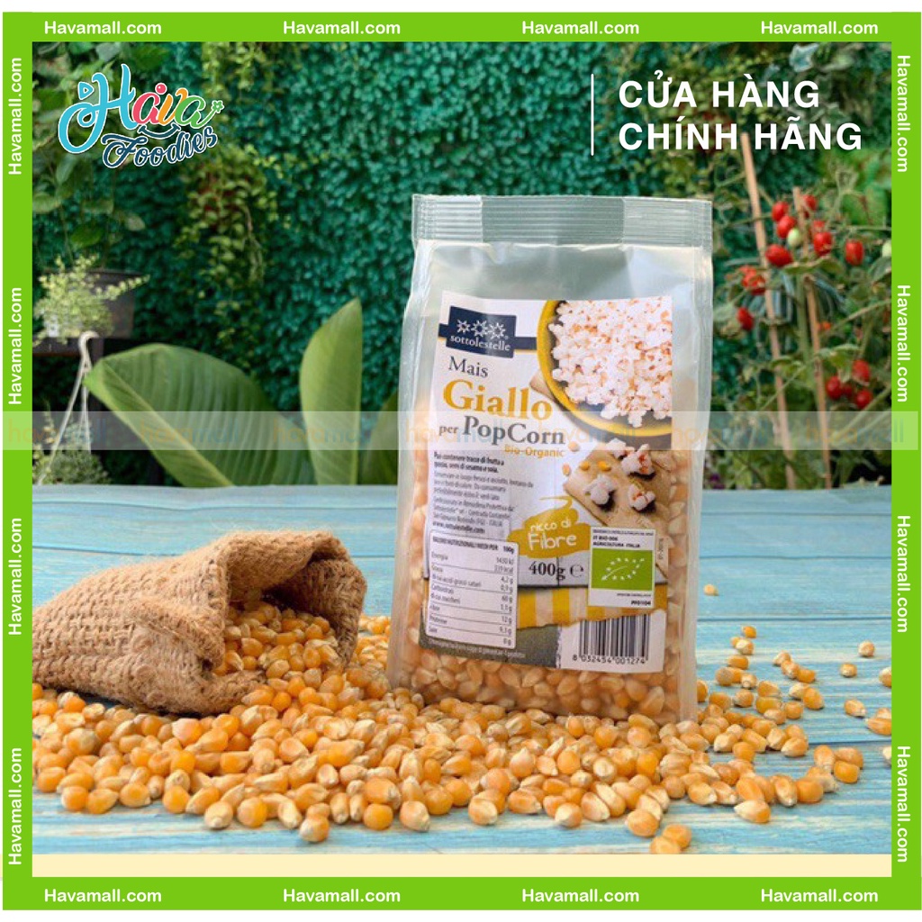 [HÀNG CHÍNH HÃNG] Bắp Vàng Nổ Hữu Cơ Sottolestelle 400gr – Organic Mais Popcorn