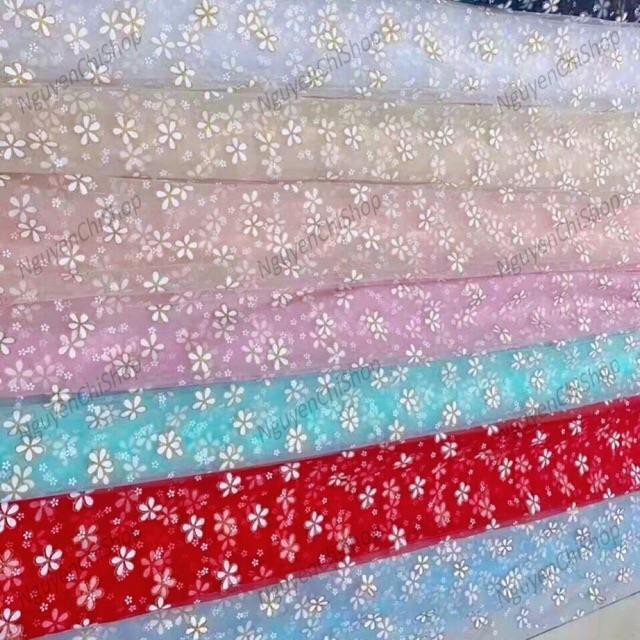 ⚡Giá gốc⚡ Vải lưới hoa mai siêu xinh khổ 1m5 may váy làm scrunchies