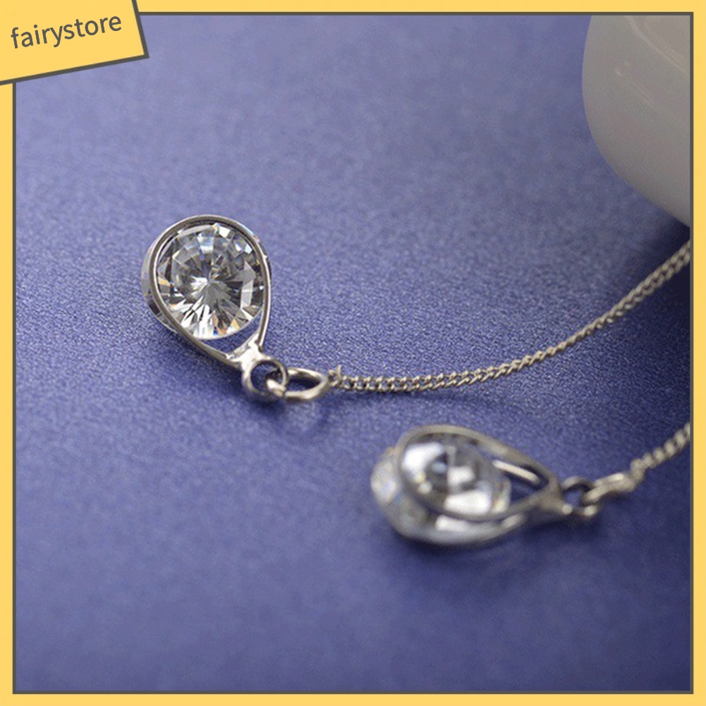 Cặp bông tai dáng dài phối đá giọt nước lấp lánh thời trang