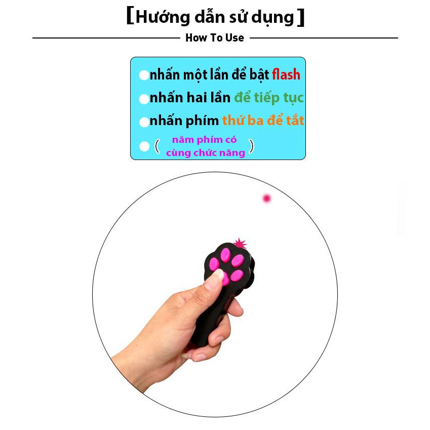 Tia Laze Đồ Chơi Chó Mèo.đồ Chơi Mèo.đèn Led Chân Mèo,đồ Chơi Cho Thú Cưng Cat Paw Funny Cat Laser Stick