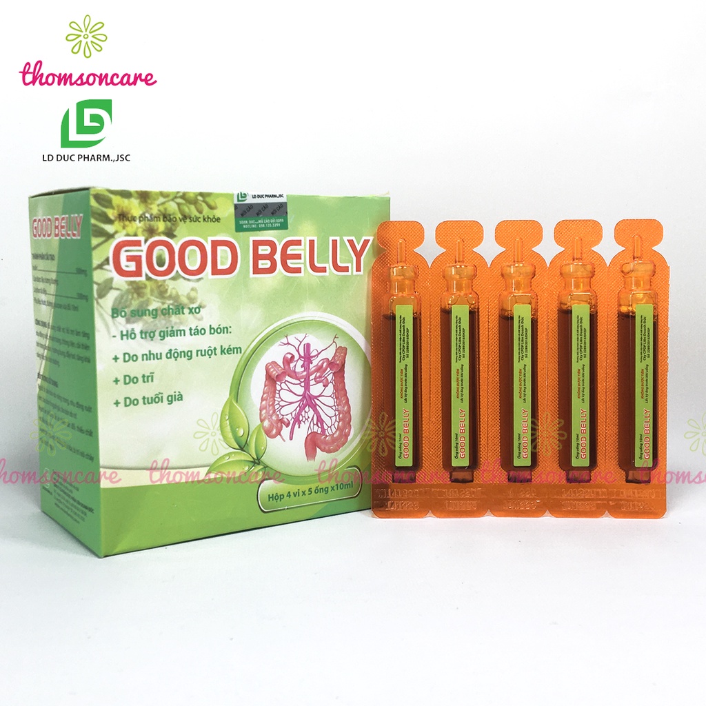 Siro giảm táo bón, nhuận tràng từ chất xơ Inulin và thảo dược Good Belly Hộp 20 ống uống cho trẻ em và người lớn