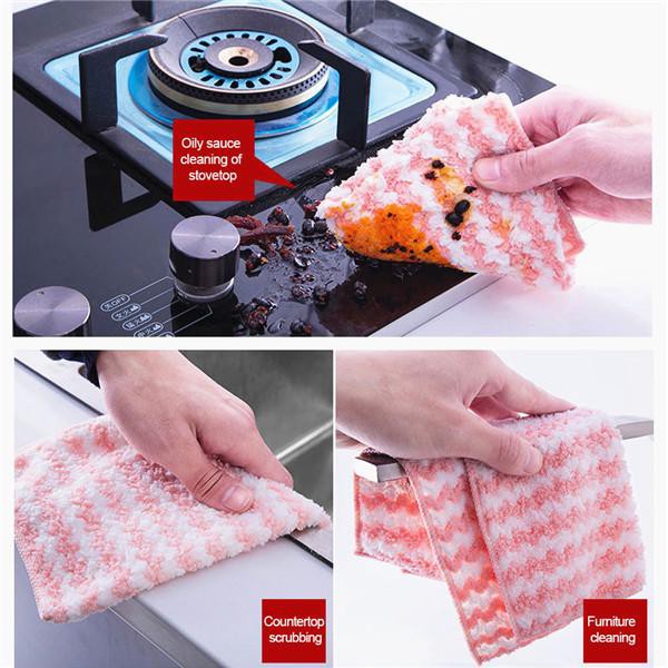 1 Khăn Vải Nhung San Hô Lau Chén Đa Năng Chống Dầu Mỡ