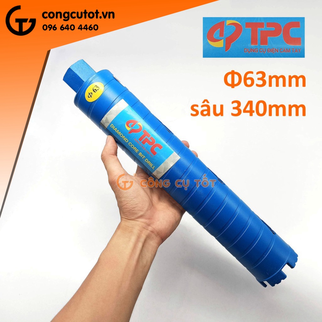 Mũi khoét tường khô kim cương mạ điện ren nối M22 Ø63 x 370mm