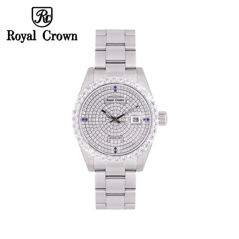 Đồng Hồ Nữ Chính Hãng Royal Crown 3662 Mặt Full Đá Dây Thép Không Gỉ