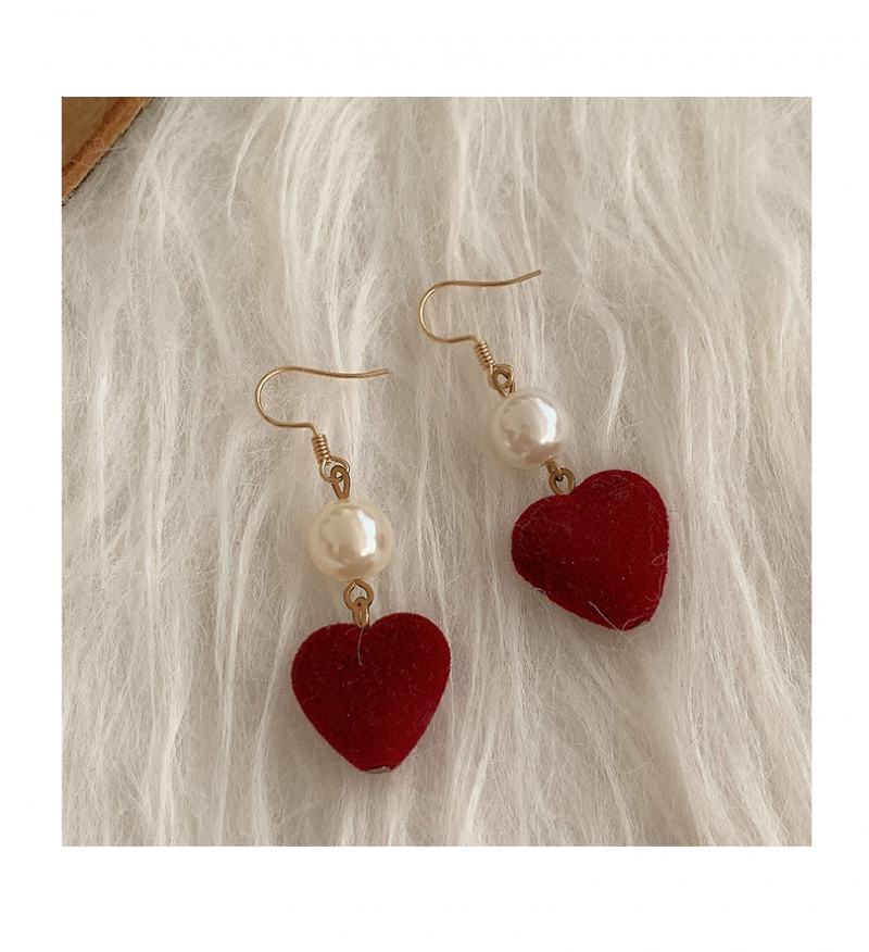 Hoa tai dáng dài hình nơ đỏ xinh xắn bằng nhung thời trang 2023 nữ tính