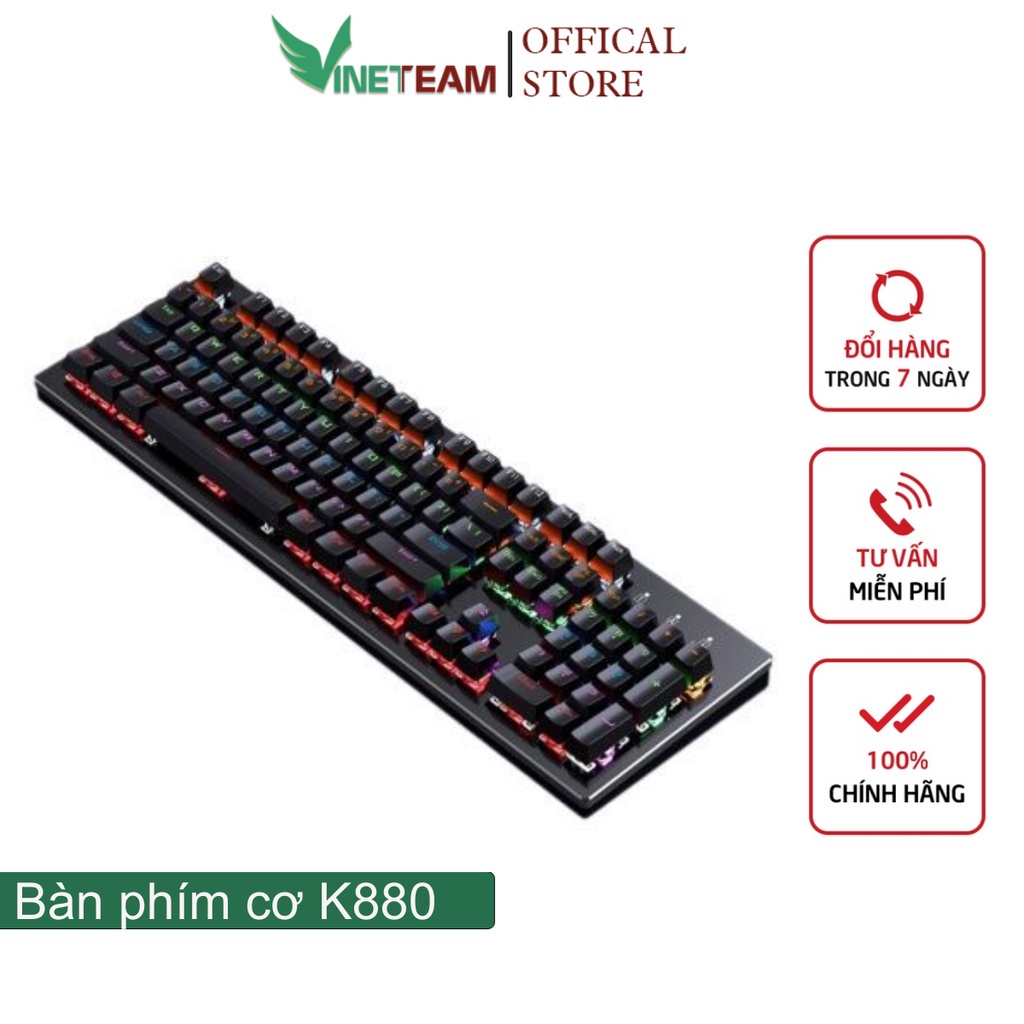 Bàn phím cơ Gaming vinetteam có dây Led RGB K880 -4097