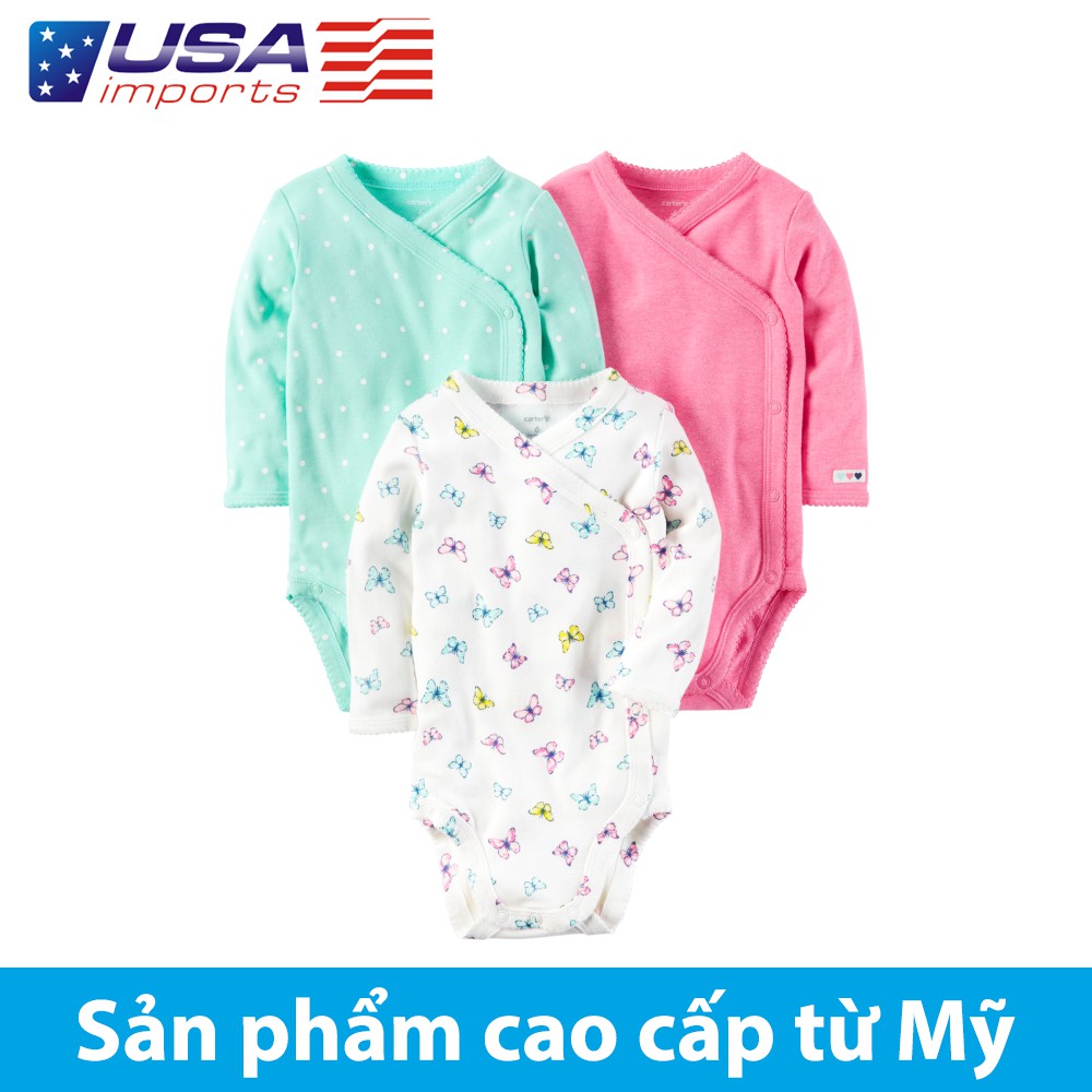 Set 3 bodysuit tay dài cài chéo Car-tờ Auth Từ Mỹ (126g790)