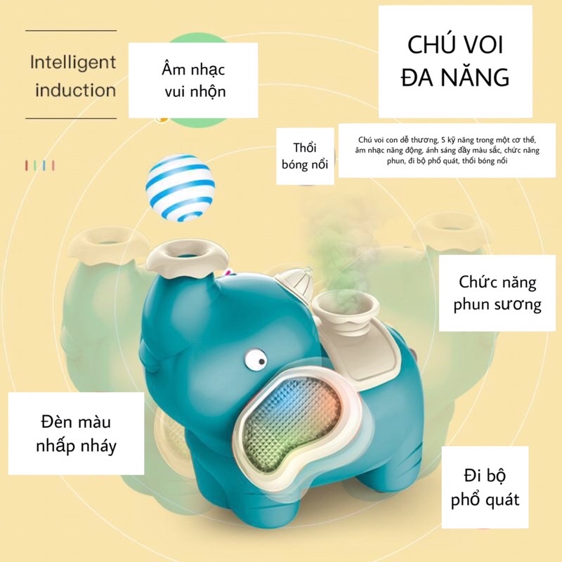 Máy Phun Sương Tạo Độ Ẩm Không Khí Hình Chú Voi Xinh Xắn Cho Bé