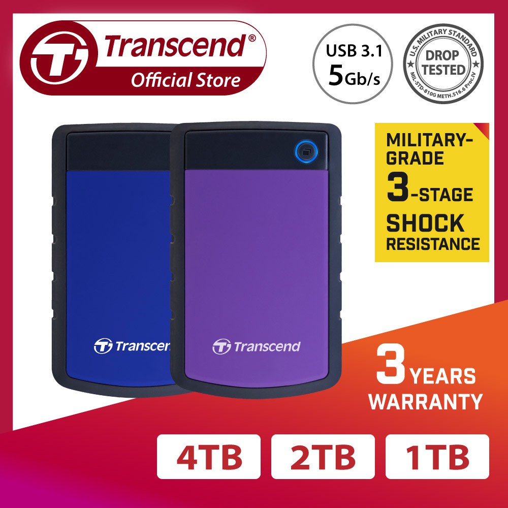 Ổ Cứng Di Động Transcend Rugged StoreJet 25H3 USB 3.0