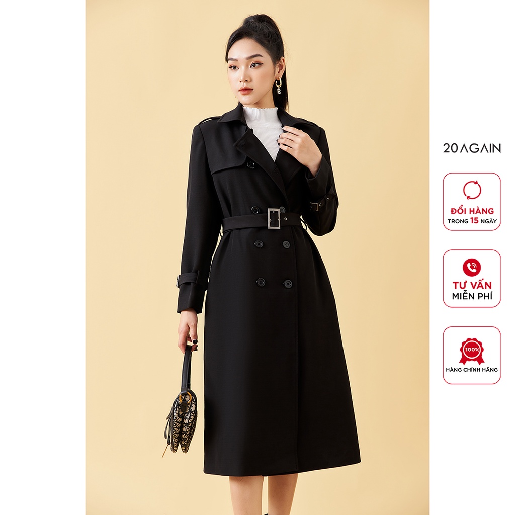 [Mã WABR80KT1 giảm 12% tối đa 80k đơn từ 250k] Áo khoác nữ dáng dài 20AGAIN, thiết kế thời thượng, tôn dáng KOA1771