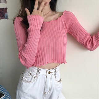 Áo len Jennie - Áo len trơn basic montogi dài tay