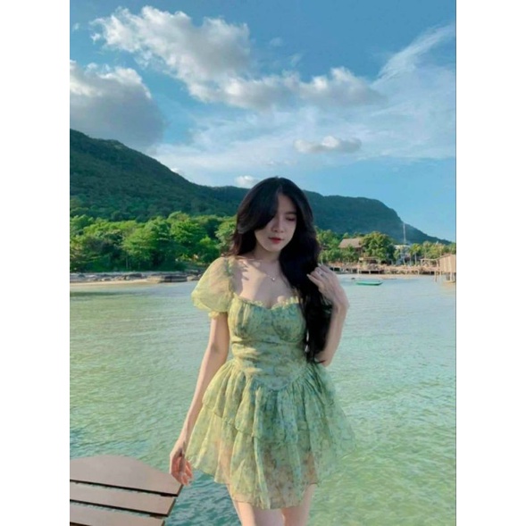 Đầm voan xoè tay bồng cực xinh