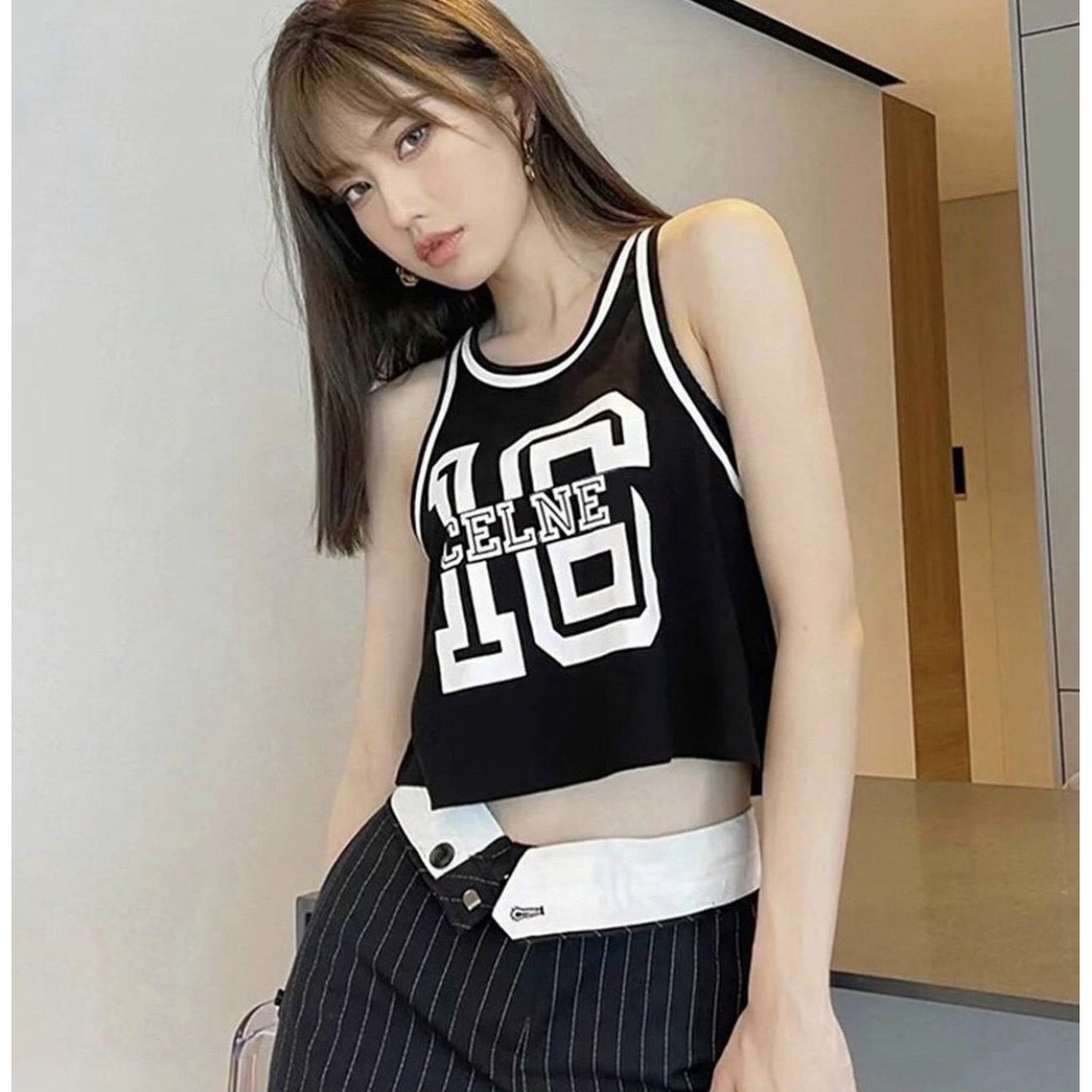 Áo ba lỗ crt thể thao viền màu in chữ kiểu trước cá tính năng động