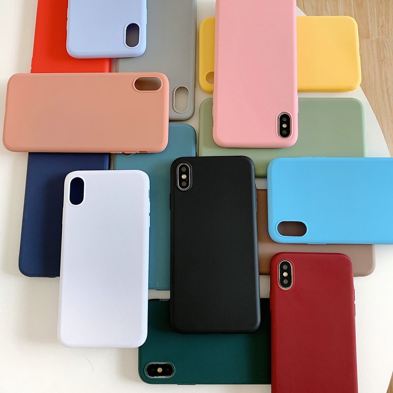 Ốp điện thoại silicon dẻo màu kẹo trơn cho iPhone 6 6s 7 8 Plus 6+ 6s + 7+ 8+ SE 2020 X Xs 11 Pro Max XR 5 5s