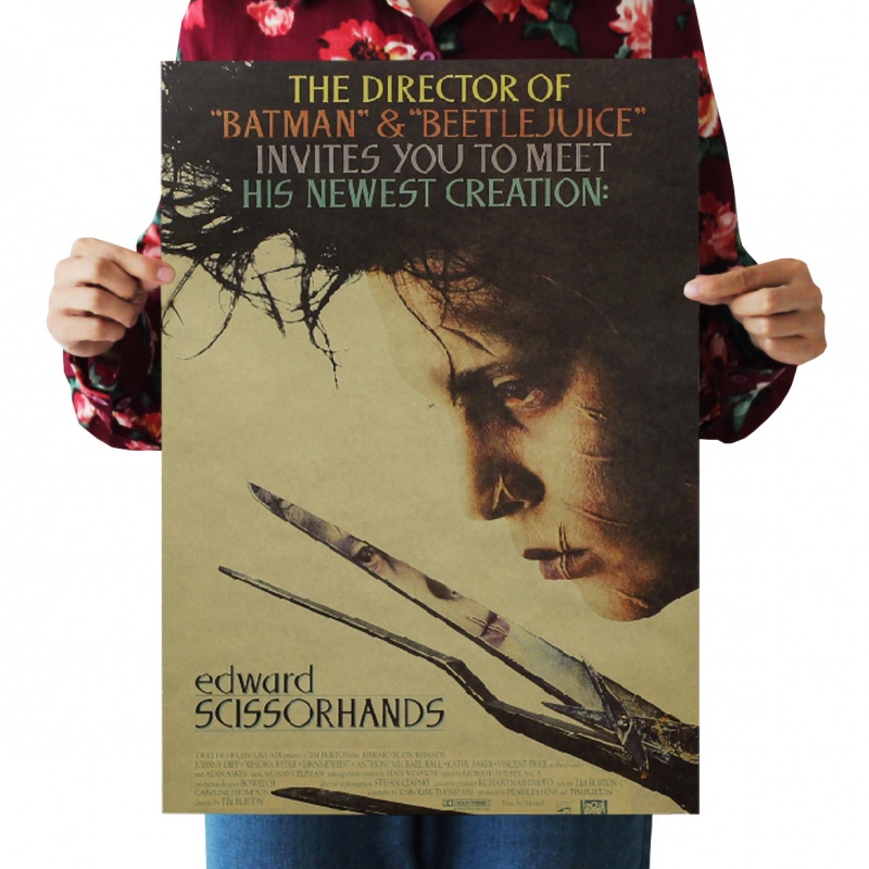 Edward Scissorhands hoài cổ retro giấy kraft poster nội thất Bar Cafe tranh trang trí