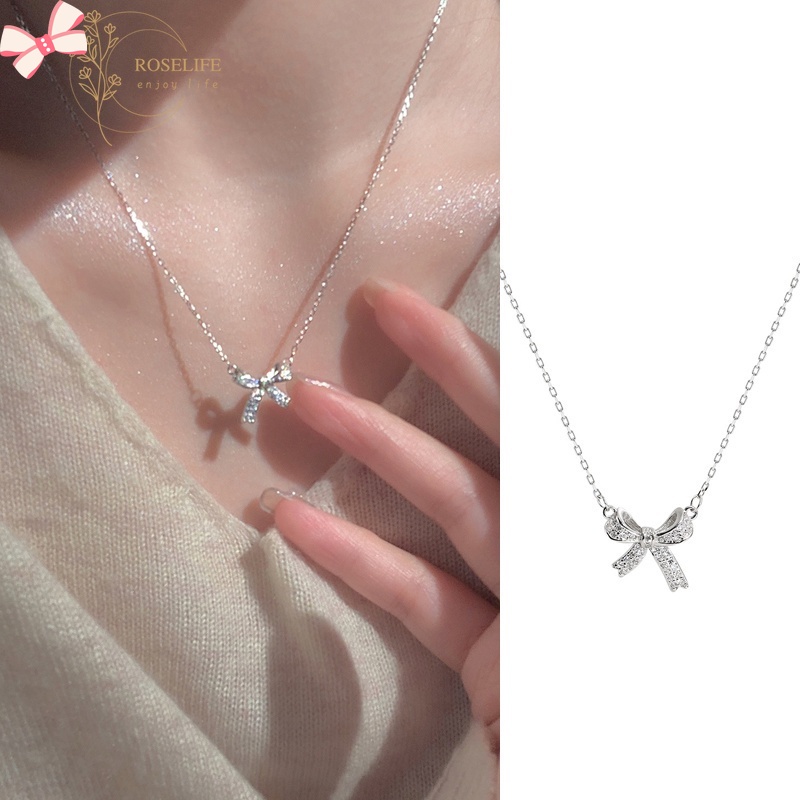 Vòng Cổ Mặt Nơ Pha Lê Lấp Lánh Thời Trang Hàn Quốc Cho Nữ