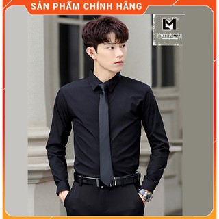 [HÀNG CAO CẤP] Áo sơ mi nam - Aó sơ mi nam đen, dáng ôm, vải lụa thái chống nhăn chống xù, kiểu dáng Hàn Quốc