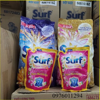 Bột giặt surf hương nước hoa 5.5kg/ngát hương xuân 5.8kg + tặng túi nước xả vải 750ml
