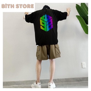 Áo thun tay lỡ in phản quang 7 màu SWE Black, áo phông ngắn tay nam nữ thời trang