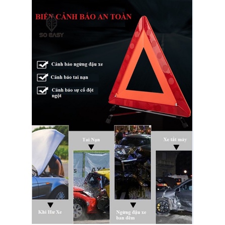 Tam giác phản quang cảnh báo cảnh báo từ xa -Biển Cảnh Báo Nguy Hiểm khi xe gặp sự cố trên đường size lớn 43x43cm