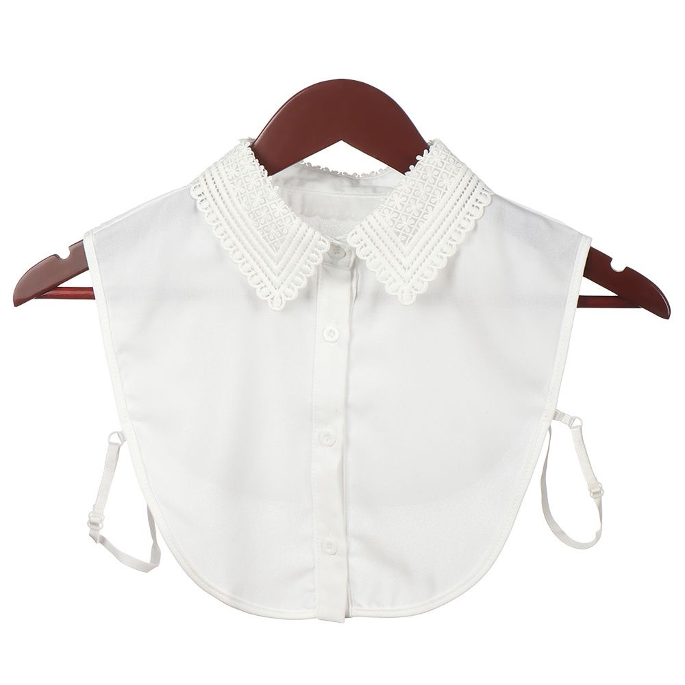 Cổ áo sơ mi giả thêu ren màu trắng đen phong cách cổ điển thời trang cho nam và nữ