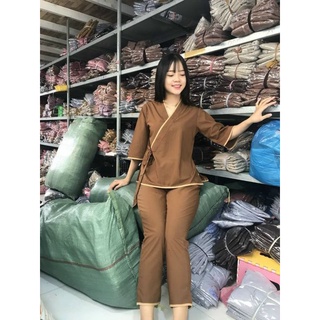 xéo nơ không thêu đồ bộ nữ đồ lam đi chùa nữ đơn giản size 40-80kg
